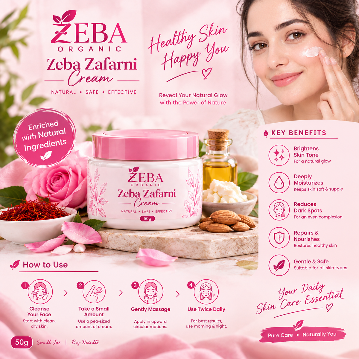 Pure Care Natural Glow Choose Zeba Zafarni Cream